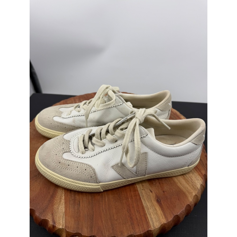 Veja Volley Sneakers Women Size 7 White Pierre Leather Suede Low Top Trainers - Picture 3 of 7